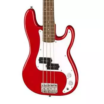 Бас-гитара Fender Mini Precision Bass — красная с накладкой на гриф Laurel Squier 0370127554