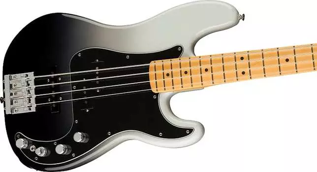 Бас-гитара Fender Player Plus Precision Bass, кленовый гриф, серебристо-дымчатый, с сумкой для переноски 0147362336
