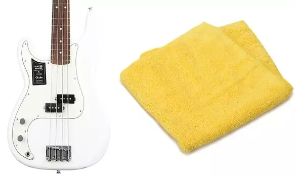 Бас-гитара Fender Player Precision для левшей — полярно-белый с Pau Ferro Комплект накладки на гриф с двухсторонней сверхмягкой тканью для полировки из микрофибры Fender 0149823515=1 0990524000=1