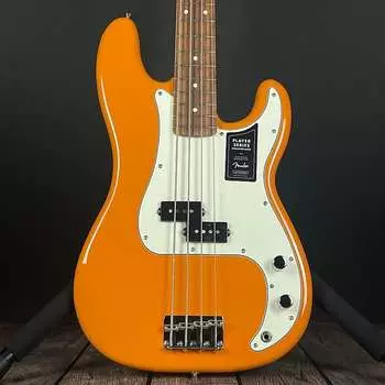 Бас-гитара Fender Player Precision, накладка на гриф Pau Ferro, оранжевый цвет Capri Precision Bass