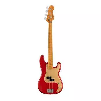 Бас-гитара Fender Squier 40th Anniversary Precision, винтажное издание с 4 струнами, 20 ладами и кленовым C-образным грифом (кленовый гриф, Satin Dakota Red) Fender 40th Anniversary Precision Bass Guitar (Satin Dakota Red)