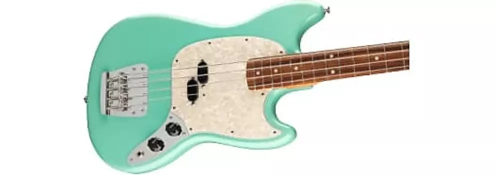 Бас-гитара Fender Vintera ‘60s Mustang, накладка на гриф Pau Ferro, зеленый цвет морской пены с сумкой Deluxe Gig Bag Vintera ‘60s Mustang Bass