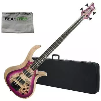 Бас-гитара Schecter 1450 Riot 4 Satin Aurora Burst с жестким футляром и тканью Geartree