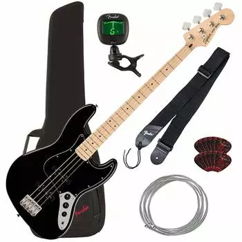 Бас-гитара Squier Affinity Jazz Bass — клен, черный BASS ESSENTIALS BUNDLE Affinity Jazz Bass Black