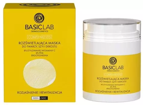 BASICLAB ИЛЛЮМИНИРУЮЩАЯ МАСКА ДЛЯ ЛИЦА, ШЕИ И ДЕКОЛЬТЕ 8% ВИТАМИНА С