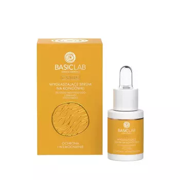 BasicLab, Разглаживающая сыворотка для кончиков с 2% абиссинским маслом, керамидами и фитостеролами, Защита и укрепление, 15мл