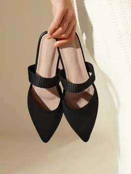 BASICS Женская обувь летние туфли Женские простые туфли, с острым носком, трикотажные с вышивкой, черные, для праздников, специальные цены, лето, красивые туфли Cuccoo, черный