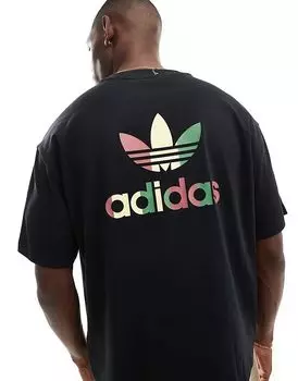 Баскетбольная футболка с камуфляжным принтом черного цвета adidas Originals