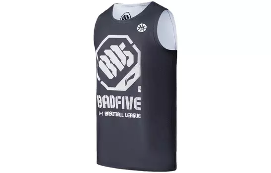 Баскетбольная майка Badfive мужская черная основа белая Lining, черный