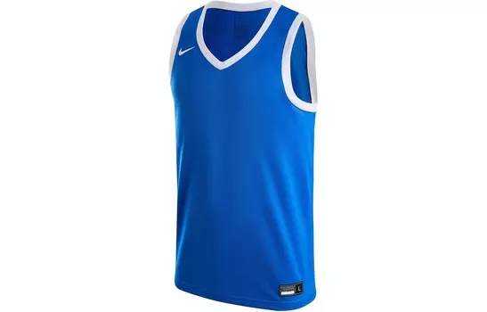Баскетбольная майка мужская королевская синяя/белая/белая Nike, синий/белый