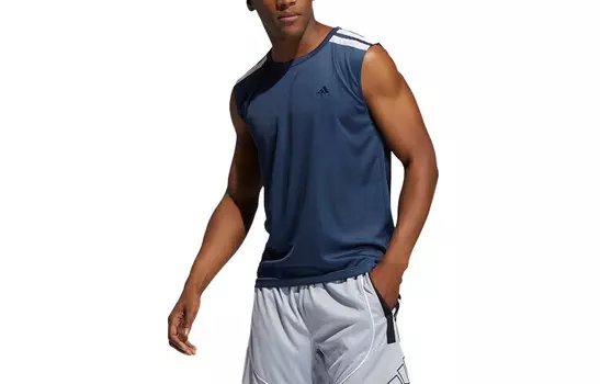 Баскетбольная майка мужская темно-синяя/белая Adidas, синий/белый