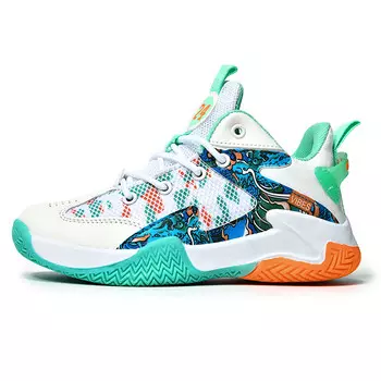 Баскетбольная обувь для детей, для начальной школы, с высоким верхом Bull Cat, белый/оранжевый