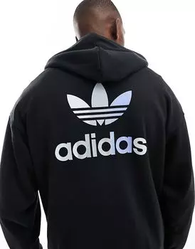 Баскетбольная толстовка с капюшоном с принтом на спине черного цвета adidas Originals