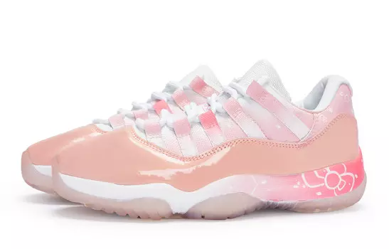 Баскетбольные кроссовки Air 11 Vintage женские с низким верхом розовый/белый Jordan
