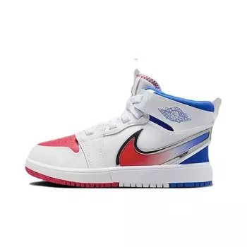 Баскетбольные кроссовки Air 1 Kids PS Mid-top белые/гоночные синие/очаровательно-красные Jordan, красный
