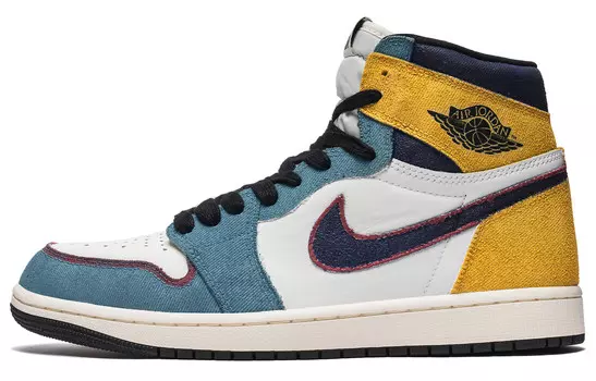 Баскетбольные кроссовки Air 1 Vintage для мужчин с высоким верхом синего цвета Jordan, цвет Sunflower