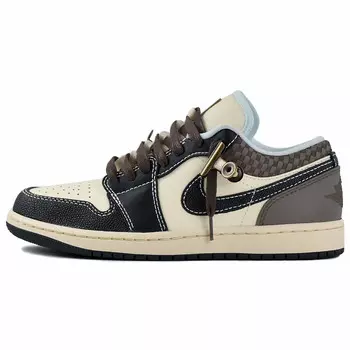 Баскетбольные кроссовки Air 1 Vintage Men Low-Top Black/Coffee/Beige Yellow Jordan