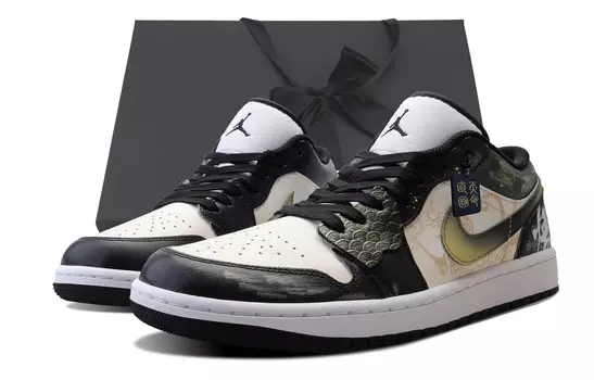 Баскетбольные кроссовки Air 1 Vintage Men Low-Touch Gold Jordan, цвет Black/Gold
