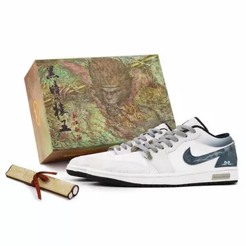 Баскетбольные кроссовки Air 1 Vintage Men Low-Top белого/серого/синего/серебристого цвета Jordan, цвет Blue White Gray