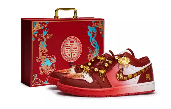 Баскетбольные кроссовки Air 1 Vintage Men Low-Touch Gold Jordan, цвет Red White Gold