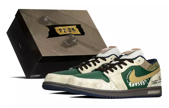 Баскетбольные кроссовки Air 1 Vintage Men Low-Top бежево-зеленый Jordan