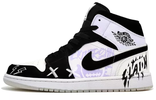 Баскетбольные кроссовки Air 1 Vintage Men Mid-Top Light Purple/white Jordan