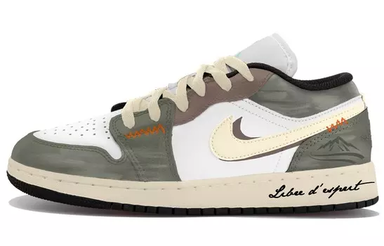 Баскетбольные кроссовки Air 1 Vintage Men Low-Top бежевый/белый/зеленый Jordan