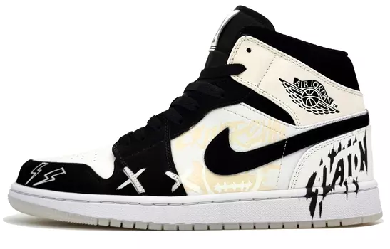 Баскетбольные кроссовки Air 1 Vintage Men Mid-Top Light Yellow/White Jordan