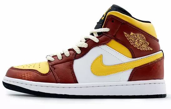 Баскетбольные кроссовки Air 1 Vintage Men High-top Red Gold Jordan, оранжевый/красный