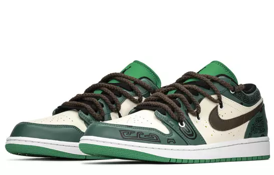 Баскетбольные кроссовки Air 1 Vintage Men Low-top Brown/green/cyan/med Jordan