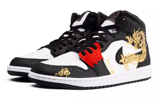Баскетбольные кроссовки Air 1 Vintage Men High-top Black/Gold/Red/White Jordan