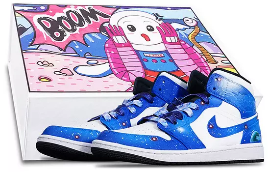 Баскетбольные кроссовки Air 1 Vintage Men Mid-top White/Royal Blue/Fern Green Jordan