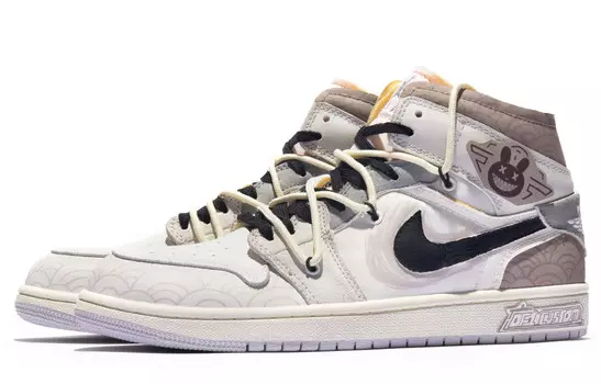 Баскетбольные кроссовки Air 1 Vintage Men Mid-Top Brown/Grey/Bezhevy/Black Jordan