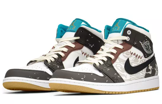 Баскетбольные кроссовки Air 1 Vintage Men Mid-Top Brown/red Jordan