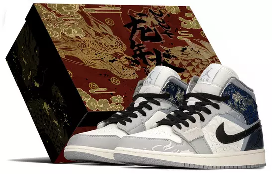 Баскетбольные кроссовки Air 1 Vintage Men Mid-Top Jordan, серый/синий