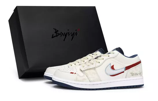 Баскетбольные кроссовки Air 1 Vintage Men Low-Touch Red Jordan, цвет Off White Red