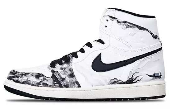 Баскетбольные кроссовки Air 1 Vintage, унисекс, высокие, черные/белые Jordan