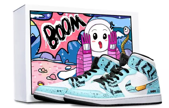 Баскетбольные кроссовки Air 1 Vintage Unisex Mid Top Black/white/blue Jordan