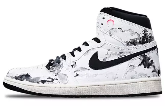 Баскетбольные кроссовки Air 1 Vintage, унисекс, высокие, черные/белые Jordan