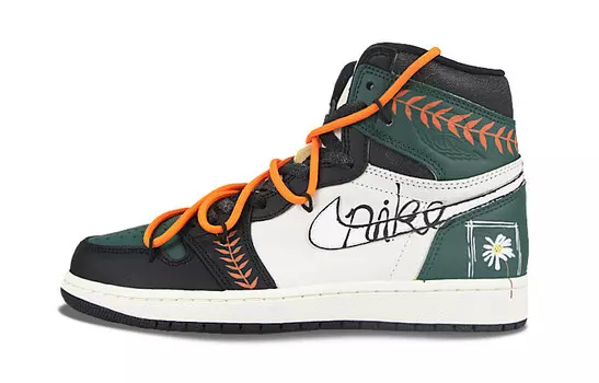 Баскетбольные кроссовки Air 1 Vintage, унисекс, высокие, оранжевые Jordan