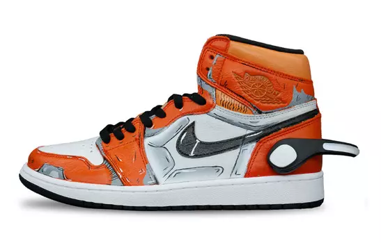Баскетбольные кроссовки Air 1 Vintage, унисекс, высокие, оранжевые/белые Jordan