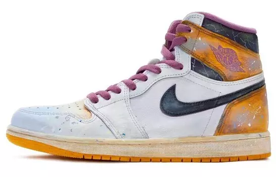 Баскетбольные кроссовки Air 1 Vintage Unisex High-top Белый/желтый/фиолетовый/черный Jordan