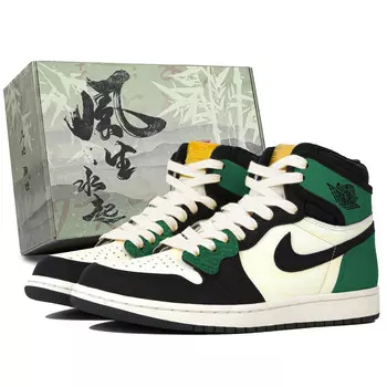 Баскетбольные кроссовки Air 1 Vintage, унисекс, высокие, цвет черный/зеленый Jordan
