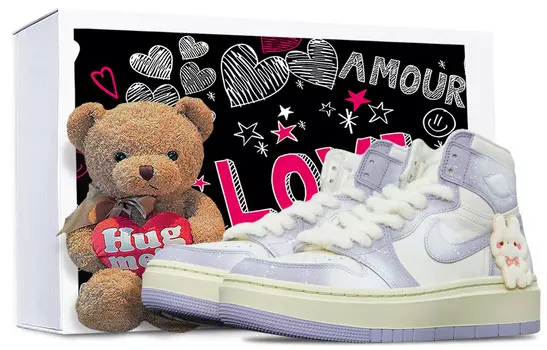 Баскетбольные кроссовки Air 1 Vintage Women's High-top White/фиолетовые Jordan