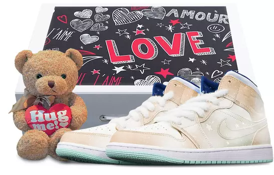 Баскетбольные кроссовки Air 1 Vintage женские средней высоты Team Orange/Cloud White/Team Light Blue Jordan