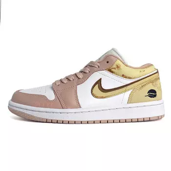 Баскетбольные кроссовки Air 1 Vintage женские с низким верхом розовый/желтый Jordan