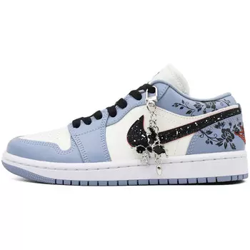 Баскетбольные кроссовки Air 1 Vintage женские с низким верхом белого цвета Jordan, черный/синий