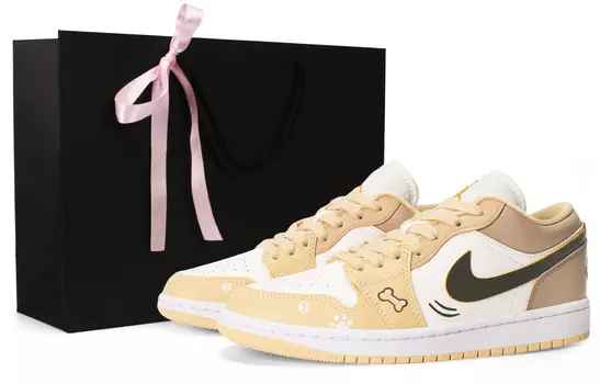 Баскетбольные кроссовки Air 1 Vintage женские с низким верхом белого цвета Jordan, желтый