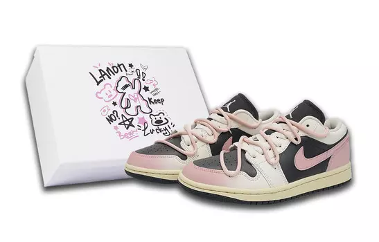 Баскетбольные кроссовки Air 1 Vintage женские с низким верхом розового цвета Jordan, черный/розовый