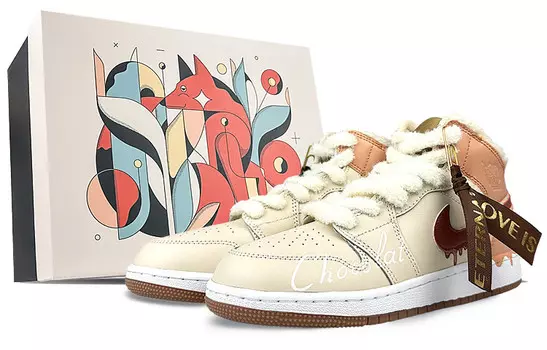 Баскетбольные кроссовки Air 1 Vintage женские, средний верх, бежевый/кофейный Jordan